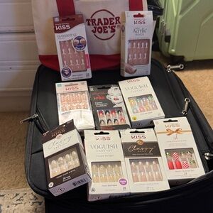 Trader Joe's Tote and Kiss Assorted Press-On Nail Sets in White, Pink & Cream